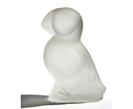 Lisa Larson, a Svenskt Glas frosted glass puffin, 1975, made for the RSPB, limited edition, signed, 13.5cm high