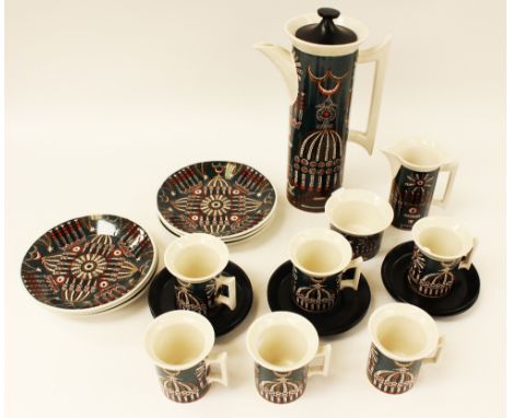 Susan Williams Ellis for Portmerion, a Magic City coffee set, including coffee pot, mugs and saucers