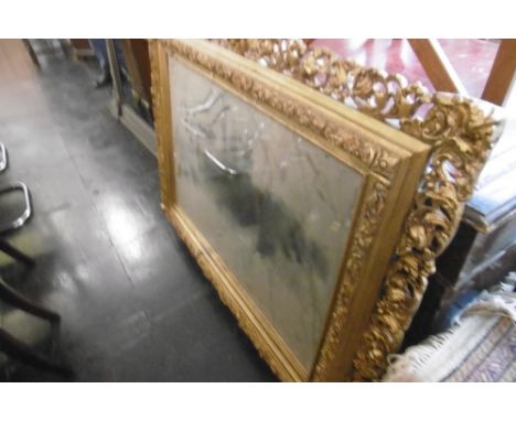 A GILT FRAMED MIRROR A/F
