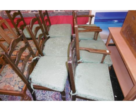 SET OF EIGHT LADDER BACK CHAIRS