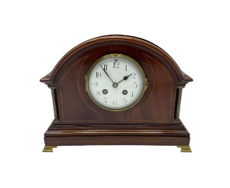 Mahogany cased eight-day mantle clock c1910 with an eight-day spring driven French movement striking the hours and half hours