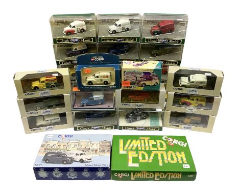 Twenty six boxed Corgi die-cast models, predominantly of Morris Minor vans, to include boxed limited edition Morris Minor van