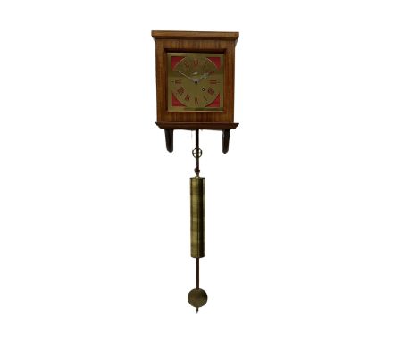 Eight-day weight driven wall clock to the constructional design of John Wilding, with a brass sheet dial and fretted Roman nu