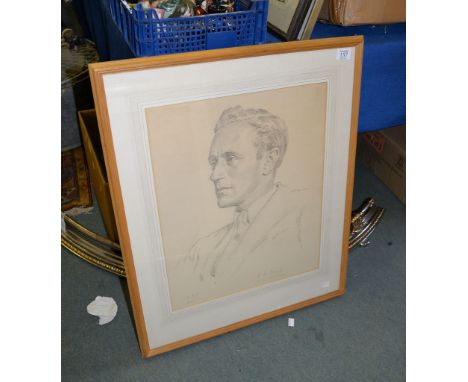 Reginald Eves RA (British 1876-1941) Portrait of Leslie Howard-Astor Pencil Signed and dated 1937 along lower edge 54 x 43.5c