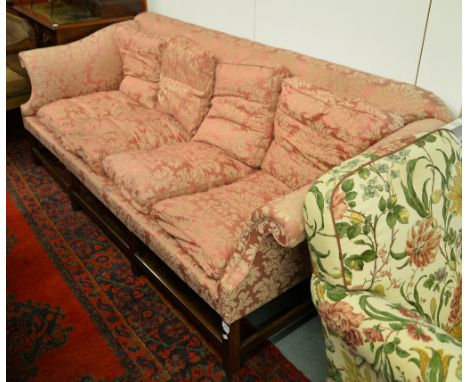 A mahogany and upholstered sofa, in George III style, 20th century, 245cm long 