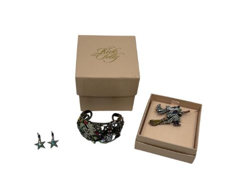 Kirks Folly Halloween inspired jewellery to include a cuff bracelet embellished with enamelled spiders, ghosts, bats, salaman