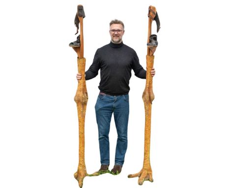 Star Wars original giant prop legs from The Movie 'Star Wars IV A New Hope 1977', a pair of Giant chicken legs fitted to stil