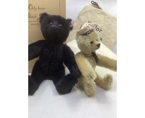 Steiff 661 396 Black Jack 26cm teddy bear , together with a sailor 00782 teddy bear by steiff with bags , a 1910 replica tedd