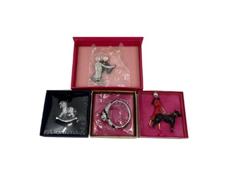 Butler &amp; Wilson jewellery to include an enamel and crystal detailled rocking horse brooch, a 40th Anniversary crystal pan