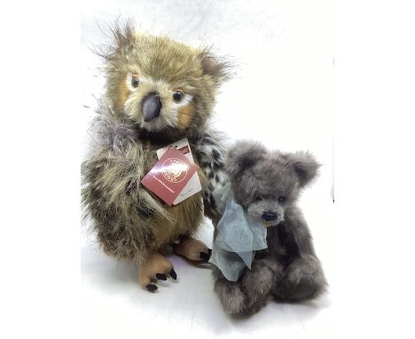 Charlie Bears teddy bear vintage tots ; to include 641506 Hootie owl and 183952 Emma Teddy bear, with tags as sold. (2)