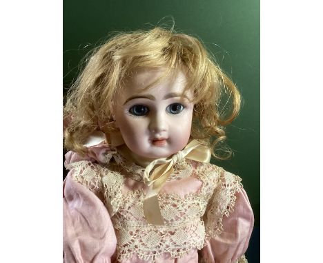 Jumeau  French doll bisque head , 18”fixed paper weight eyes marked Depose Tete Jumeau- jumeau marked body as shown-see photo