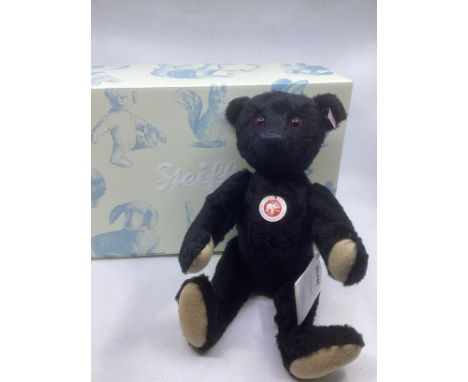 Steiff 36cm 664151 Titanic commemorative 1912 replica growler Black mohair /red rimmed eyes teddy bear, boxed. (1)