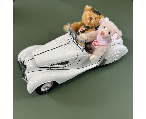 Steiff; German BMW boxed set 656255 car and 2 teddy miniatures bears with ephemera ; all unused and slight perish to bonnet s