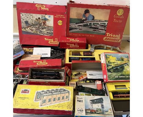 Hornby railway model train interest; large collection of Hornby sets and items and track and accessories and several boxes an