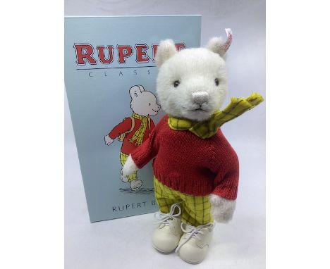 Steiff vintage Boxed Rupert The Bear teddy bear 28cm Alpacca fur 653568 reference. (1)