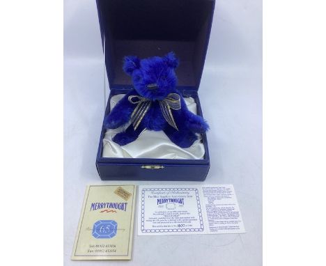 Merrythought Blue sapphire vintage &nbsp;anniversary teddy bear , all in box as sold Ltd 2500 production(1 boxed toy)