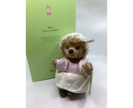 Steiff German vintage Beatrix potter toy; Mrs Tiggy Winkle boxed, as sold. (1)   