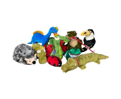 Vintage Irongbridge 1960s teddy bear animals to include a rare 'Puff the Magic Dragon', an alligator with studded red collar,