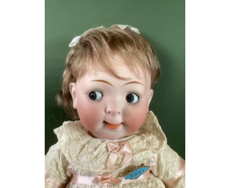  Hertel Schwab German googly 165 rare character toddler doll with a neat side glance blue glass original eyes and a neat cora