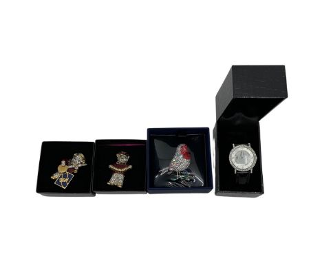 Butler &amp; Wilson jewellery to include a leather mock croc strap watch with pav&eacute; diamant&eacute; detailing to the be