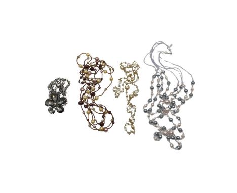 Vintage Butler &amp; Wilson jewellery to include a graduated bead and faux-peal necklace in greys and lilacs, a long length s