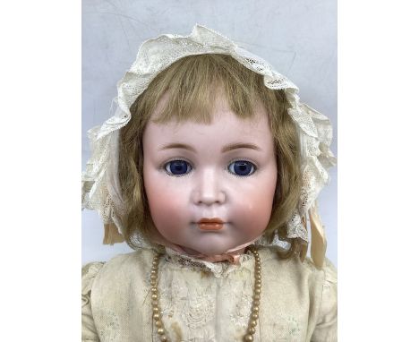 German large bisque head antique 117 Simon and Halbig/Kammer  Mein leibling doll c 27” with closed mouth and on large weighty