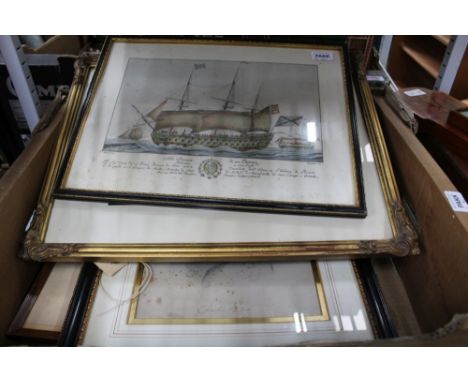 A box containing a selection of vintage prints various 