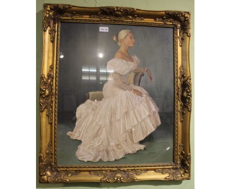 A decorative female portrait print after G Tristram in moulded decorative gilt frame 