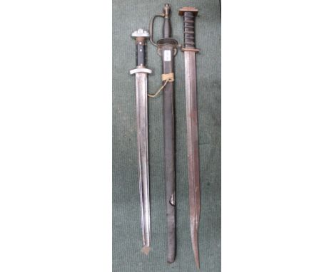 Three various swords - One sword is a 1796 Pattern Infantry Officer's Spadroon (with modern scabbard) of the Napoleonic-perio