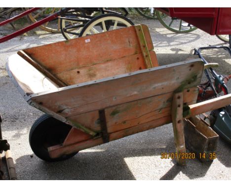 VINTAGE WOODEN WHEELBARROW, LARGE, 88CM X 180CM