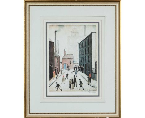 ‡ LAURENCE STEPHEN LOWRY RA (1887-1976) offset lithograph printed in colours - 'Industrial Scene', published in 1974 by Ventu