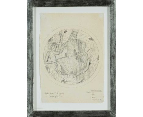 ‡ ERIC GILL (1882-1940) pencil - sketch for The Midland Hotel mural, Morecambe Bay, 1932, inscribed lower left circle inside 