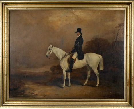 ATTRIBUTED TO THOMAS W. BRETLAND (1802-1874) oil on canvas - Portrait of a field master on horseback, unsigned, 70 x 90cmsPro