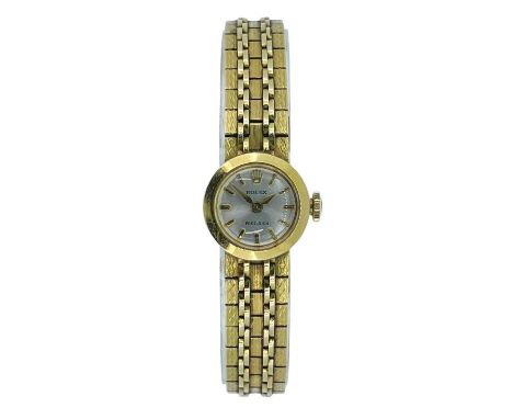 18CT GOLD ROLEX LADIES' 'PRECISON' BRACELET WATCH, case no. 1***1, Swiss cal. 1401 18J manual wind movement, silvered dial wi