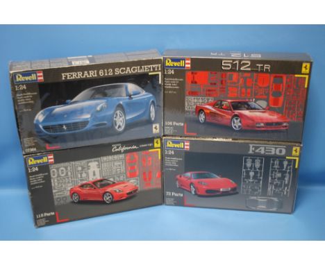 REVELL MODEL CAR KITS 1:24 to include skill level 3 - Ferrari 612 Scaglietti, Ferrari California (close top), skill level 4 -