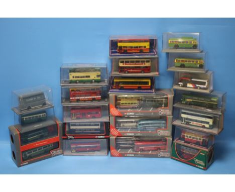 SEVENTEEN BOXED CORGI OMNIBUSES AND FOUR BOXED CORGI OMNIBUS DOUBLE SETS, TWENTY ONE ITEMS IN TOTAL, ALL 1: 76 SCALE.