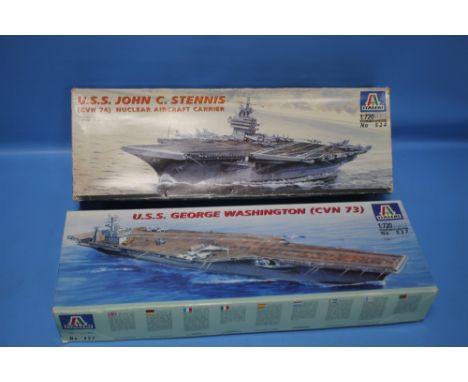 ITALERI MODEL AIRCRAFT CARRIER KITS 1:720, to include U.S.S. George Washington (CVN 73) and U.S.S. John C. Stennis (CVN 74) (
