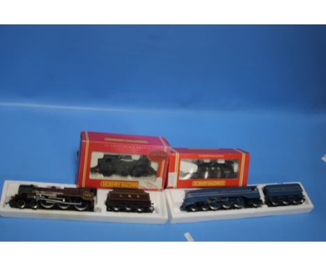 FOUR BOXED 00 GAUGE STEAM LOCOMOTIVES, to include R.685 Coronation LMS 4-6-2 blue/silver livery, Duchess of Sutherland LMS 55