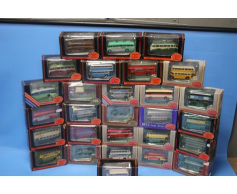 TWENTY NINE BOXED EXCLUSIVE FIRST EDITIONS DIE CAST BUSES AND COACHES, 1: 76 SCALE.