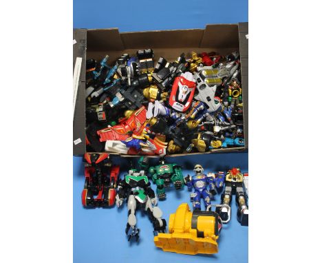 A LARGE BOX OF VINTAGE POWER RANGERS FIGURES