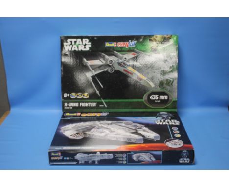 STAR WARS MODEL KITS Revell easykit 06658 Millennium Falcon (appears to be new), together with 06690 X-Wing Fighter (this kit