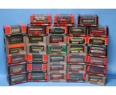 THIRTY TWO BOXED CORGI OMNIBUSES, 1:76 Scale.