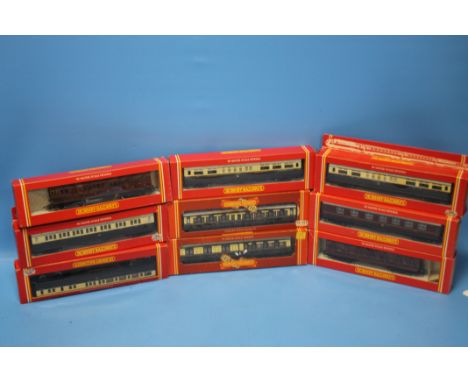 NINE HORNBY 00 GAUGE BOXED CARRIAGES, to include R.456, R123, R.457, R.474, R 385, R.122, R.458, R.384, R.157.