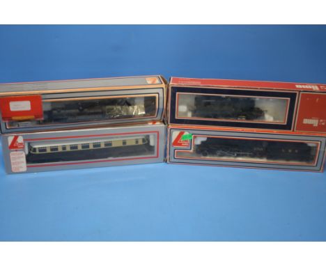 THREE BOXED 00 GAUGE LIMA LOCOMOTIVES 205132A6 RAILCAR GWR, LMS 2703 2-6-0, GWR 4589 2-6-2, together with a Hornby 42397 2-6-