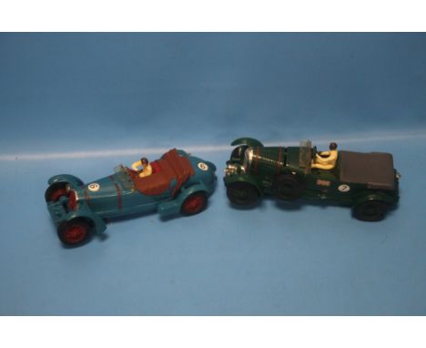 A PAIR OF VINTAGE SCALEXTRIC SLOT CARS, Bentley 4½ litre and Alfa Romeo No. 6. Please note not in original boxes