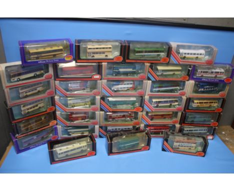 THIRTY TWO BOXED EXCLUSIVE FIRST EDITION BUSES AND COACHES, 1: 76 SCALE.