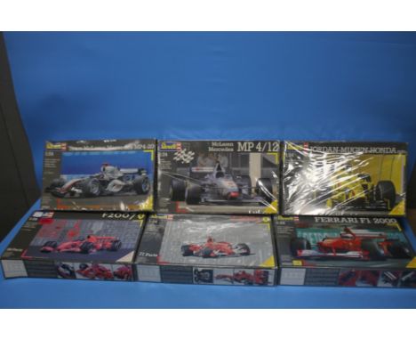 REVELL MODEL KITS RACING CARS 1:24, skill level 3,  to include Ferrari F1 2000, F2005 and F2007, McLaren Mercedes MP4/12, Rea