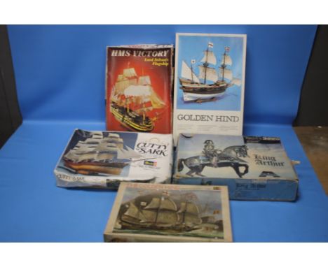 IGRA MODEL KIT OF THE GOLDEN HIND together with Revell The Golden Hind (partly constructed), Revell Cutty Sark (box badly dam