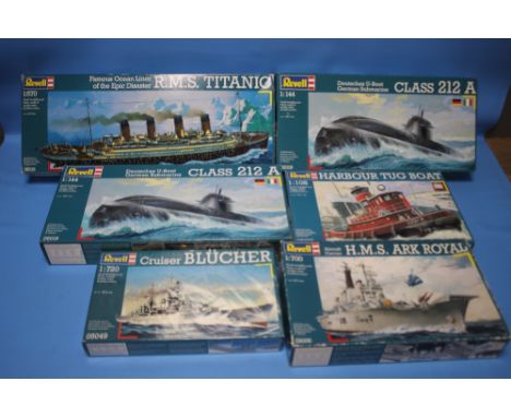 REVELL MODEL BOAT / SHIP KITS skill level 3 - to include H.M.S. Ark Royal 1:700, R.M.S. Titanic 1:570, Class 212A German Subm