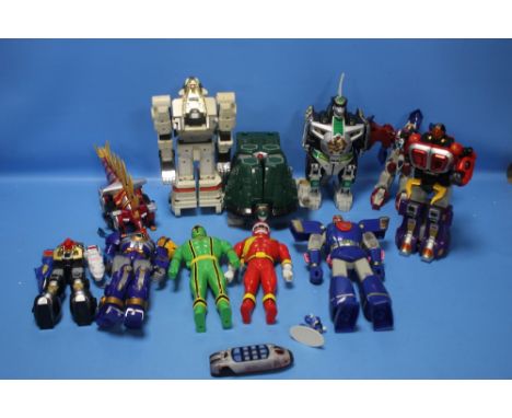 A LARGE BOX OF VINTAGE POWER RANGERS FIGURES